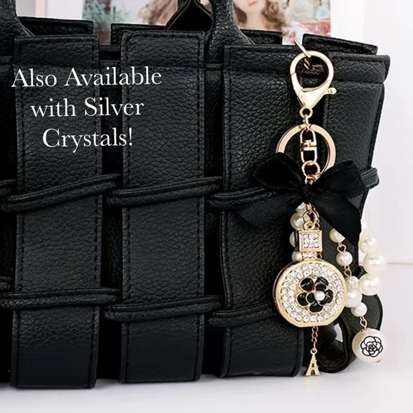 Chic Crystal Perfume Bottle & Pearls Keychain Eiffel Tower Charm - Picture 13 of 16